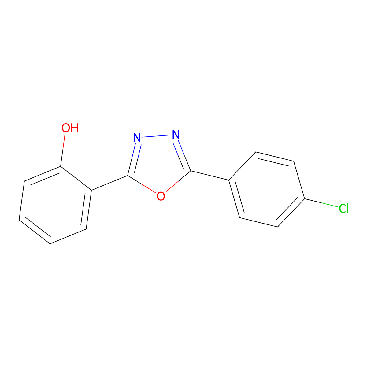 2-[5-(4-Chlorophenyl)-1,3,4-oxadiazol-2-yl]benzenol molecular structure, CAS 288271-25-0