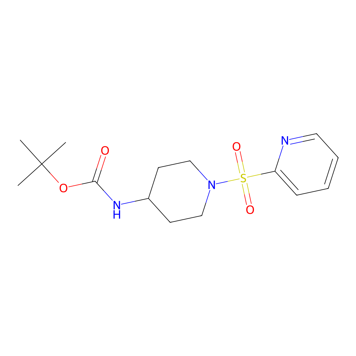 tert-butyl N-[1-(pyridine-2-sulfonyl)piperidin-4-yl]carbamate molecular structure, CAS 2882851-69-4