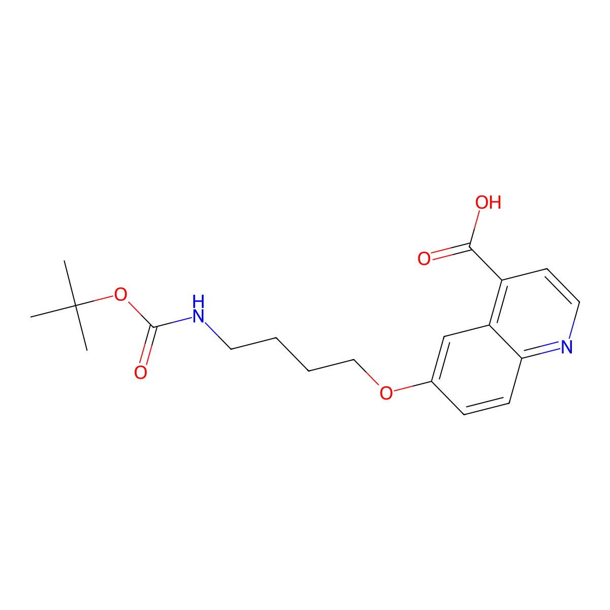 6-(4-((Tert-butoxycarbonyl)amino)butoxy)quinoline-4-carboxylic acid molecular structure, CAS 2882922-61-2
