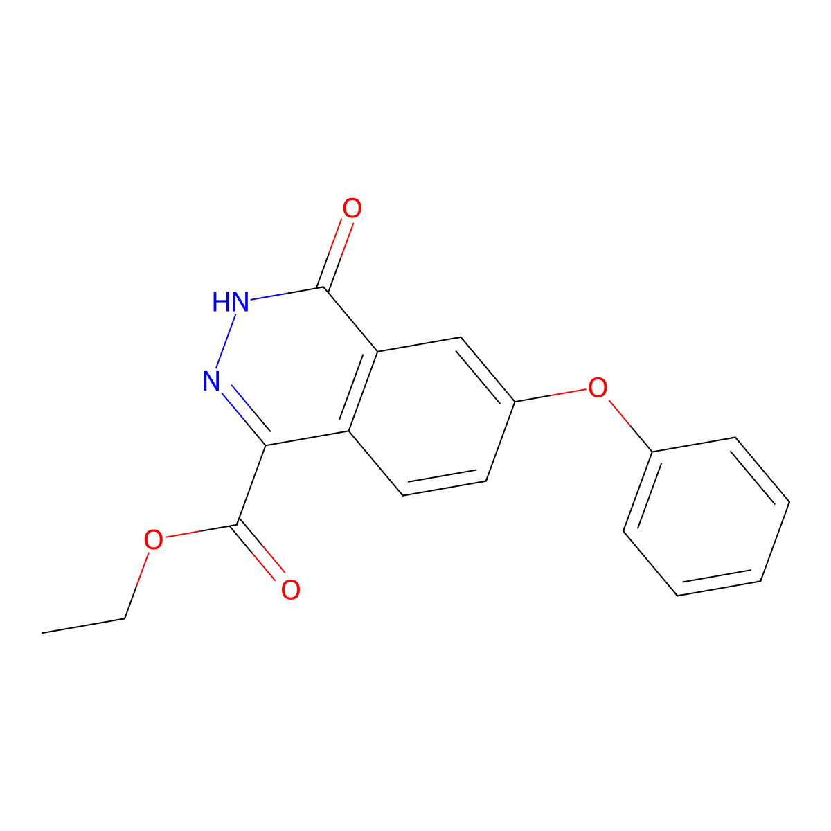 Ethyl 4-oxo-6-phenoxy-3,4-dihydrophthalazine-1-carboxylate molecular structure, CAS 2882975-88-2