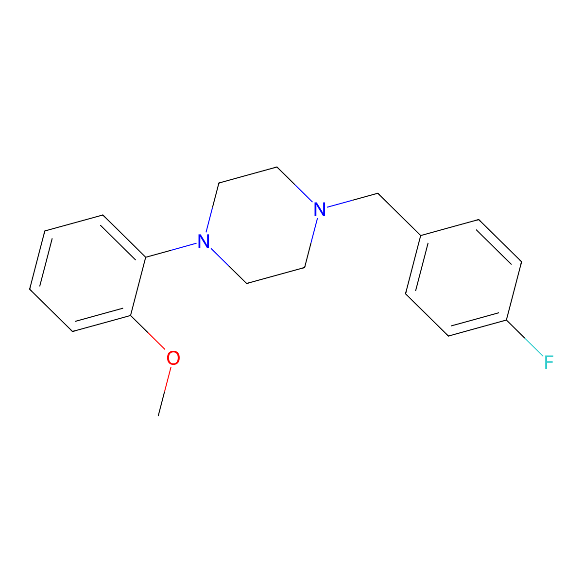 1-[(4-Fluorophenyl)methyl]-4-(2-methoxyphenyl)piperazine molecular structure, CAS 288299-64-9