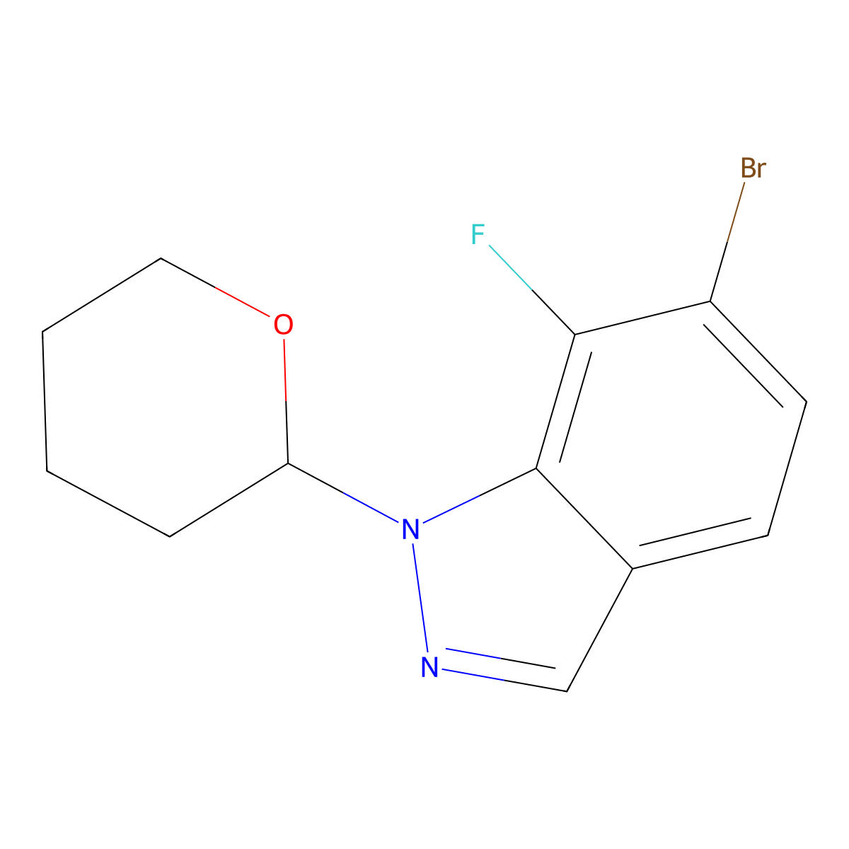 6-Bromo-7-fluoro-1-tetrahydropyran-2-yl-indazole molecular structure, CAS 2883044-81-1