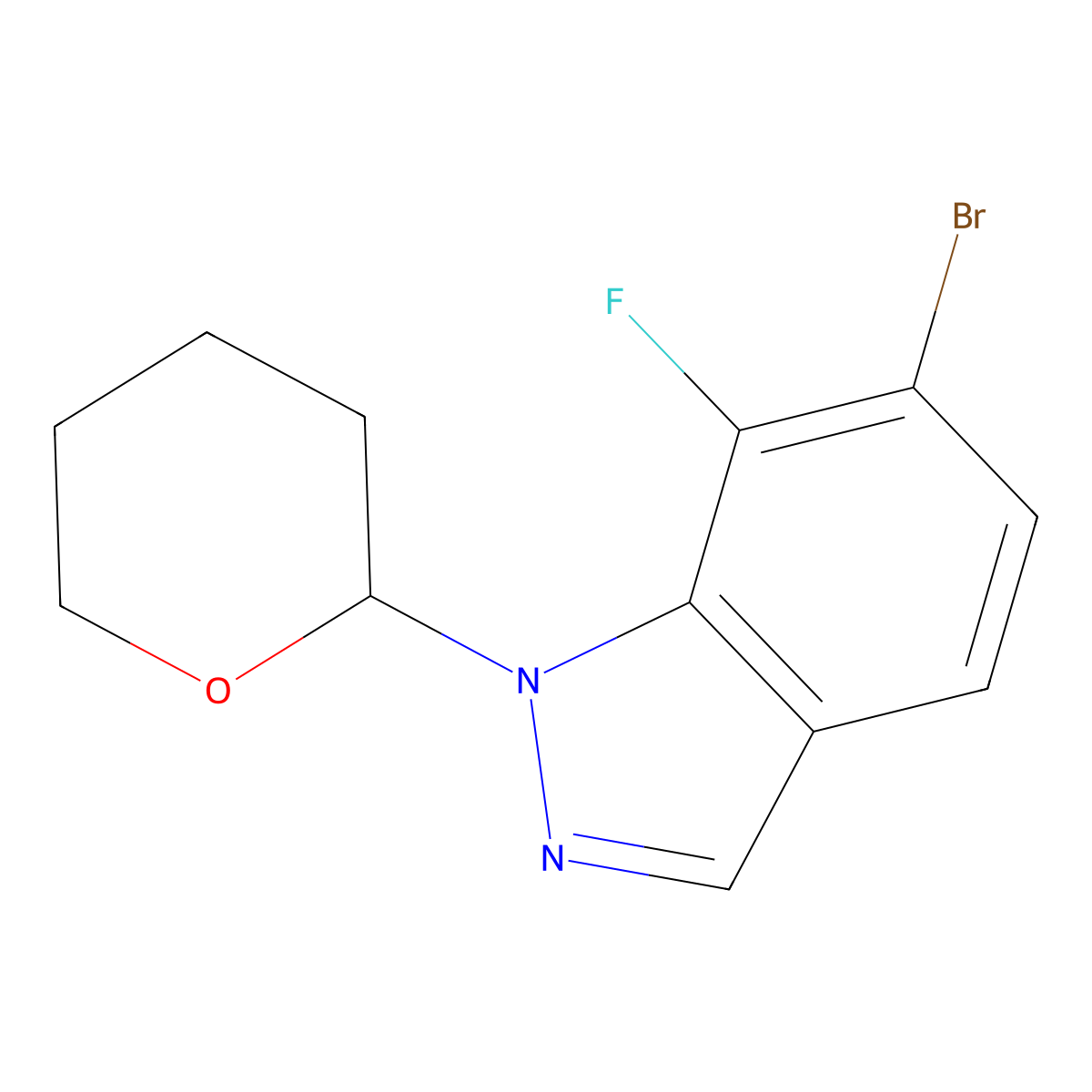 6-Bromo-7-fluoro-1-tetrahydropyran-2-yl-indazole molecular structure, CAS 2883044-81-1