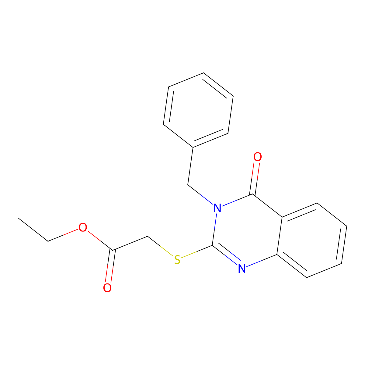 Ethyl [(3-benzyl-4-oxo-3,4-dihydro-2-quinazolinyl)sulfanyl]acetate molecular structure, CAS 28831-44-9