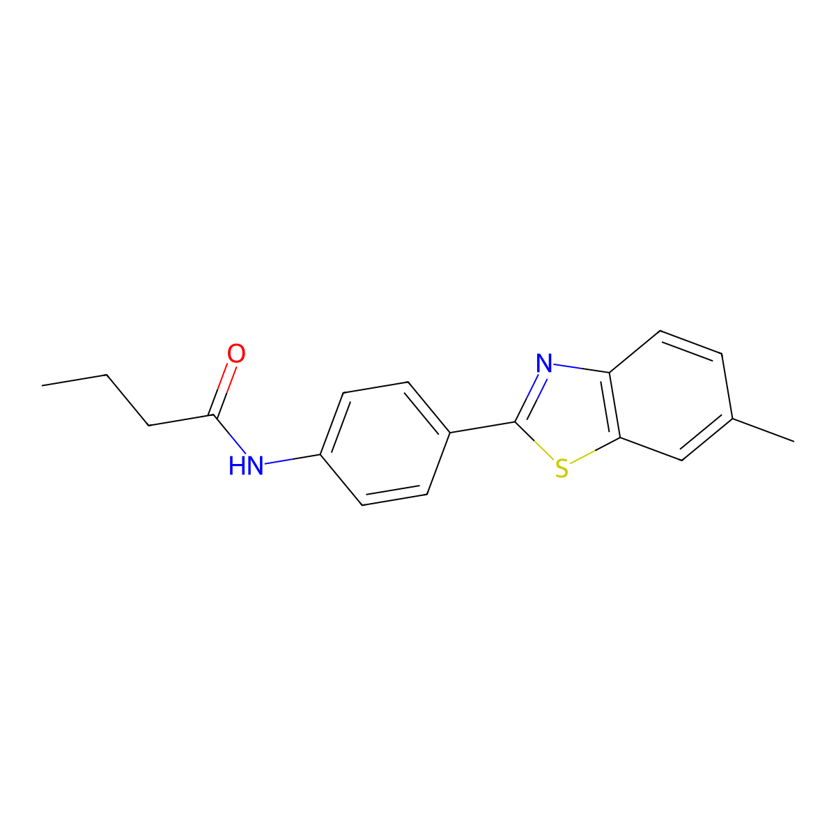 N-[4-(6-methyl-1,3-benzothiazol-2-yl)phenyl]butanamide molecular structure, CAS 288310-12-3