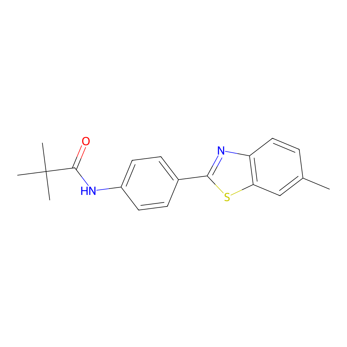 N-(4-(6-methylbenzo[d]thiazol-2-yl)phenyl)pivalamide molecular structure, CAS 288310-13-4