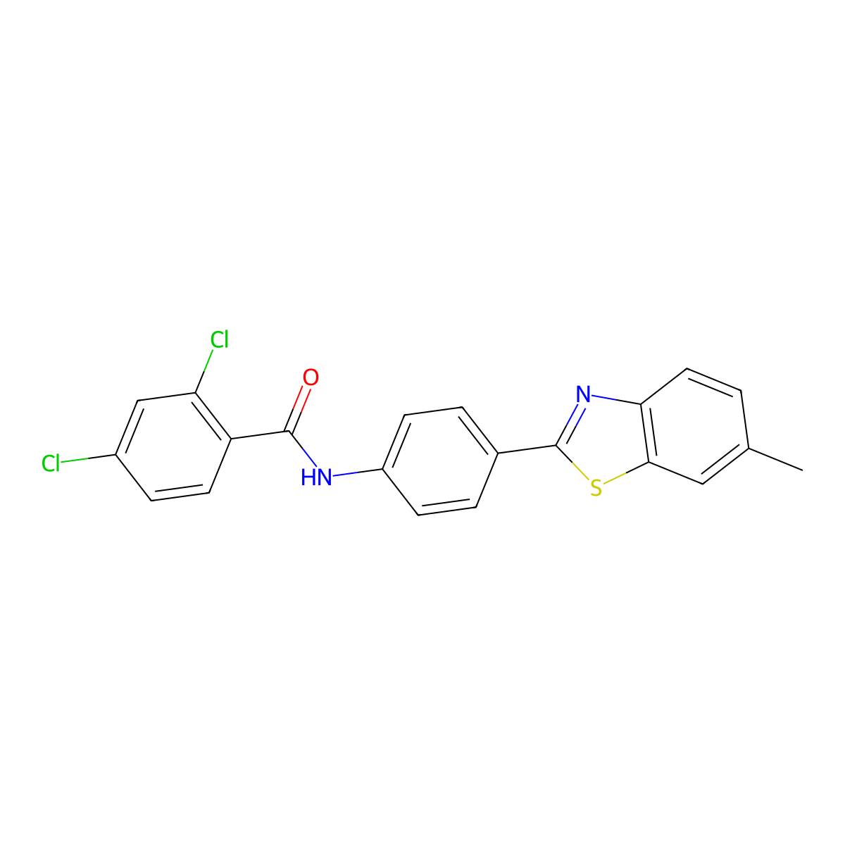2,4-dichloro-N-[4-(6-methyl-1,3-benzothiazol-2-yl)phenyl]benzamide molecular structure, CAS 288310-15-6