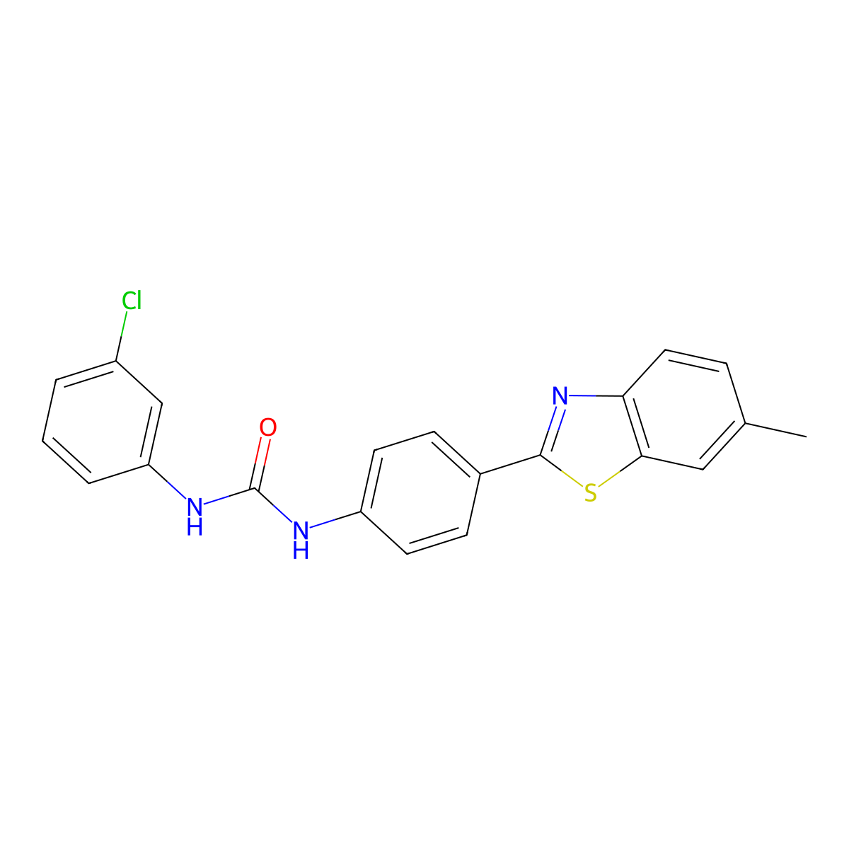1-(3-Chlorophenyl)-3-(4-(6-methylbenzo[d]thiazol-2-yl)phenyl)urea molecular structure, CAS 288310-18-9