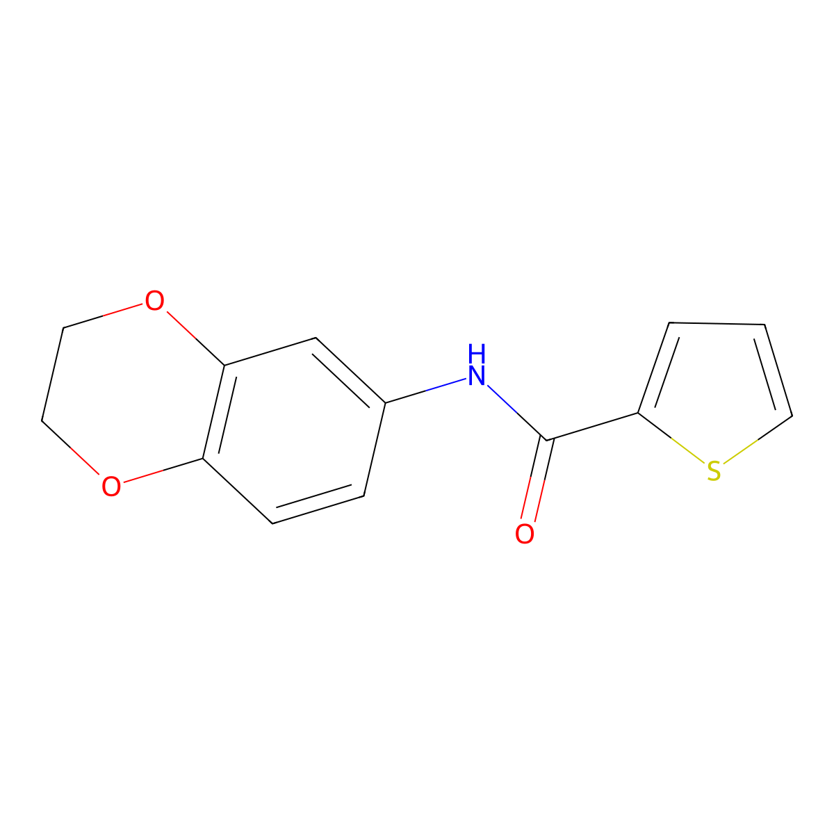 N-(2,3-Dihydrobenzo[b][1,4]dioxin-6-yl)thiophene-2-carboxamide molecular structure, CAS 288312-08-3
