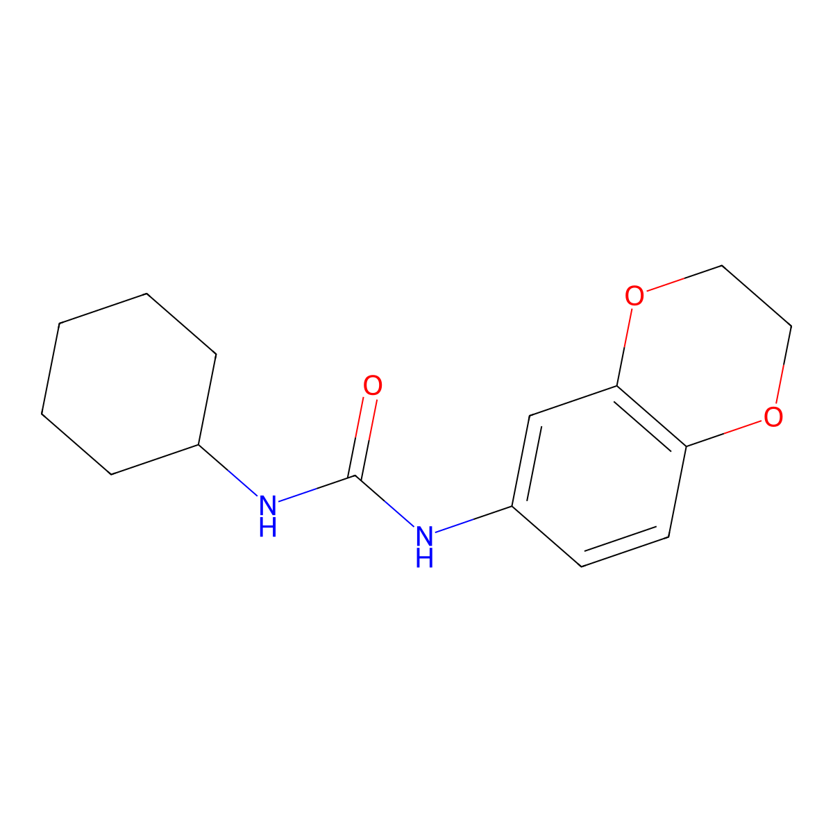 1-Cyclohexyl-3-(2,3-dihydro-1,4-benzodioxin-6-yl)urea molecular structure, CAS 288316-48-3