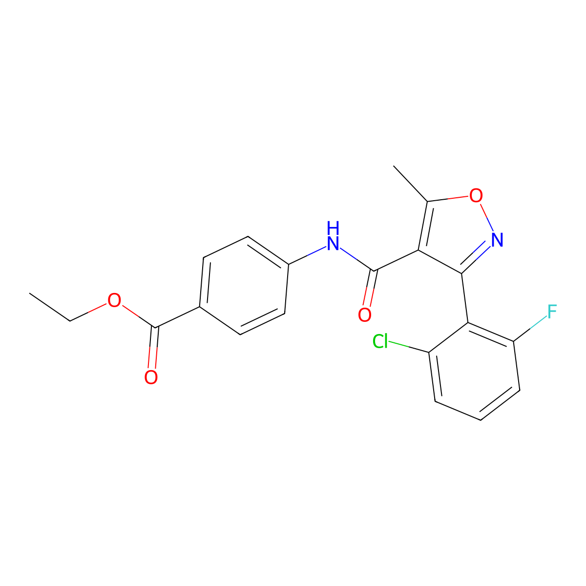 Ethyl 4-[[3-(2-chloro-6-fluorophenyl)-5-methyl-1,2-oxazole-4-carbonyl]amino]benzoate molecular structure, CAS 288317-48-6