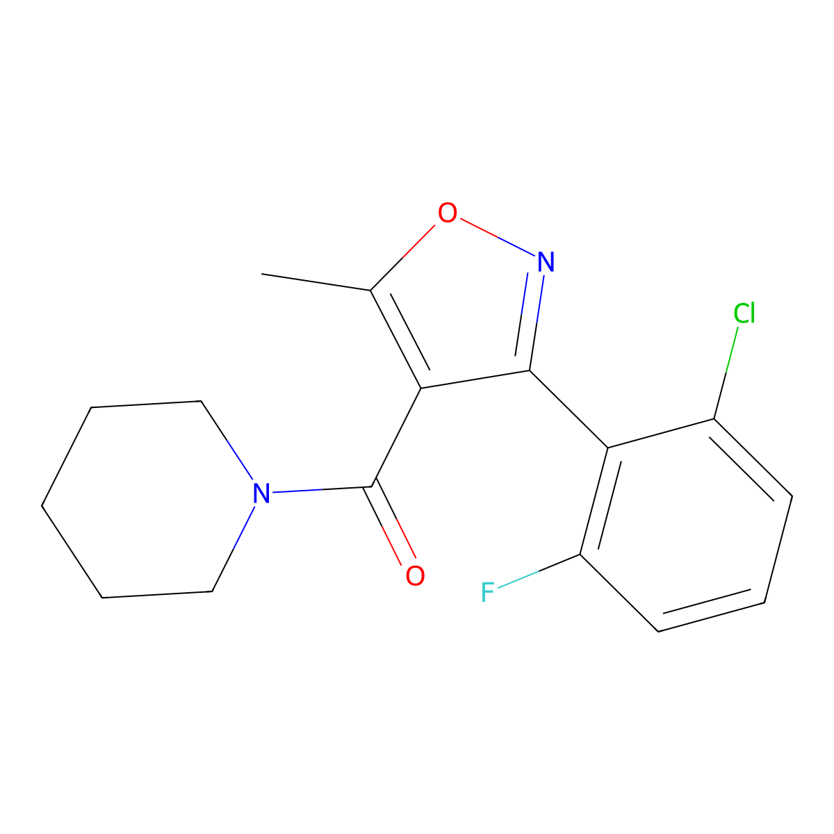 [3-(2-Chloro-6-fluorophenyl)-5-methyl-4-isoxazolyl](piperidino)methanone molecular structure, CAS 288317-51-1