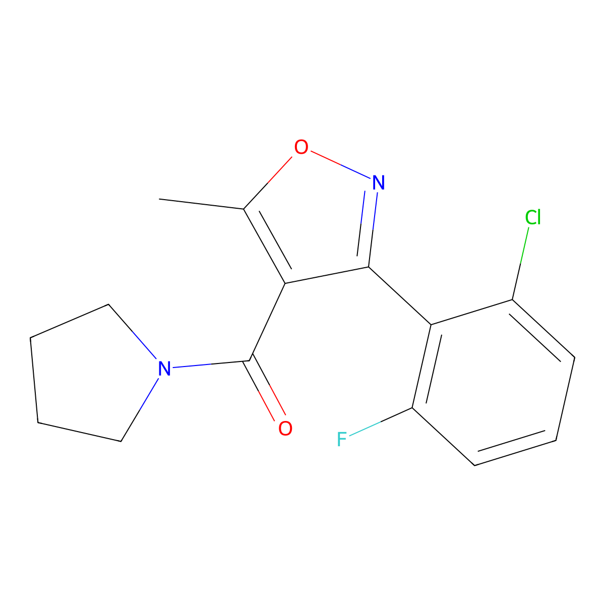 [3-(2-Chloro-6-fluorophenyl)-5-methyl-4-isoxazolyl](1-pyrrolidinyl)methanone molecular structure, CAS 288317-52-2