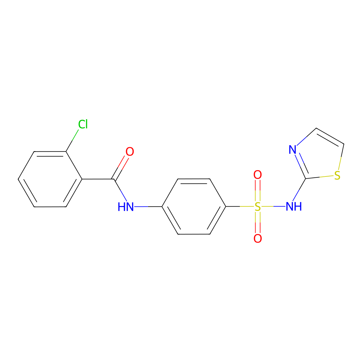 2-chloro-N-[4-(1,3-thiazol-2-ylsulfamoyl)phenyl]benzamide molecular structure, CAS 288317-75-9