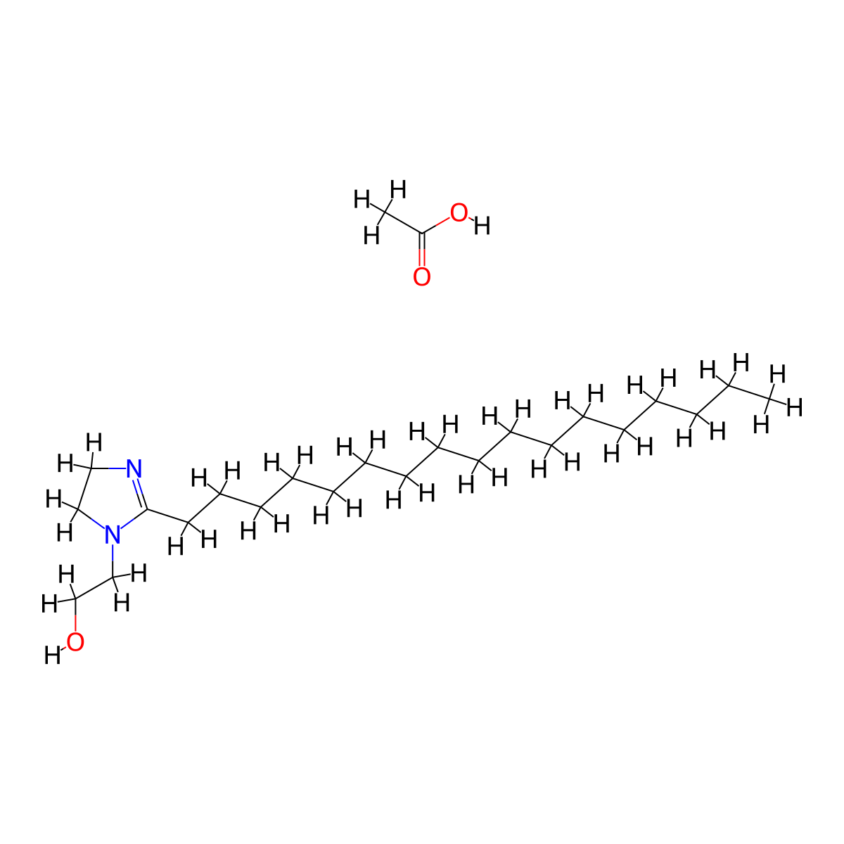 1H-Imidazole-1-ethanol, 2-heptadecyl-4,5-dihydro-, acetate (1:1) molecular structure, CAS 28832-11-3