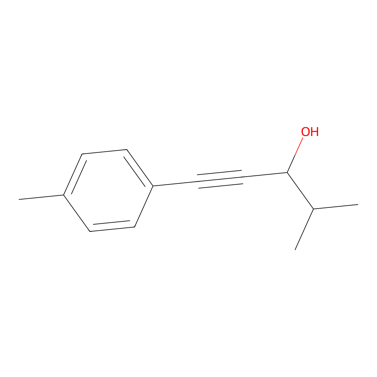 4-Methyl-1-(4-methylphenyl)pent-1-yn-3-ol molecular structure, CAS 288322-32-7