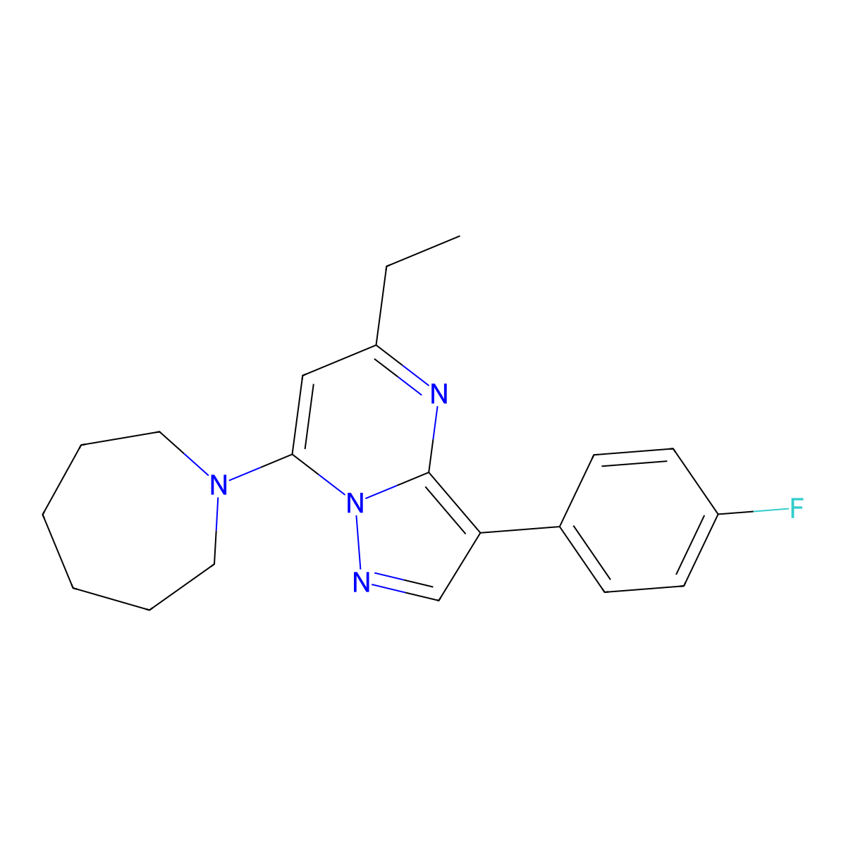 7-(Azepan-1-yl)-5-ethyl-3-(4-fluorophenyl)pyrazolo[1,5-a]pyrimidine molecular structure, CAS 2883235-86-5