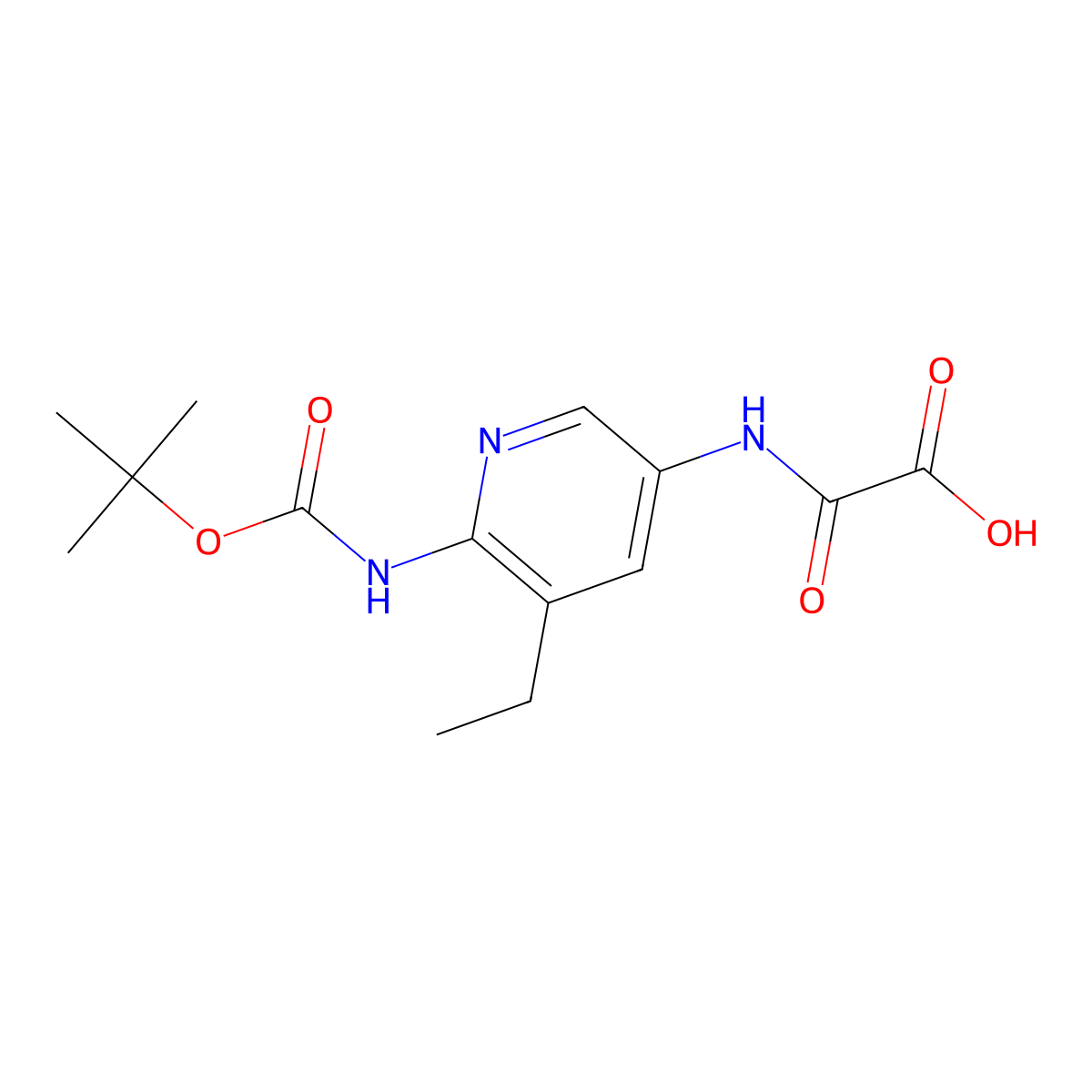 2-[[6-(Tert-butoxycarbonylamino)-5-ethyl-3-pyridyl]amino]-2-oxo-acetic acid molecular structure, CAS 2883422-88-4