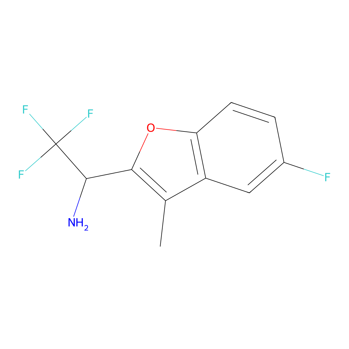 2,2,2-Trifluoro-1-(5-fluoro-3-methylbenzofuran-2-yl)ethan-1-amine molecular structure, CAS 2883543-38-0