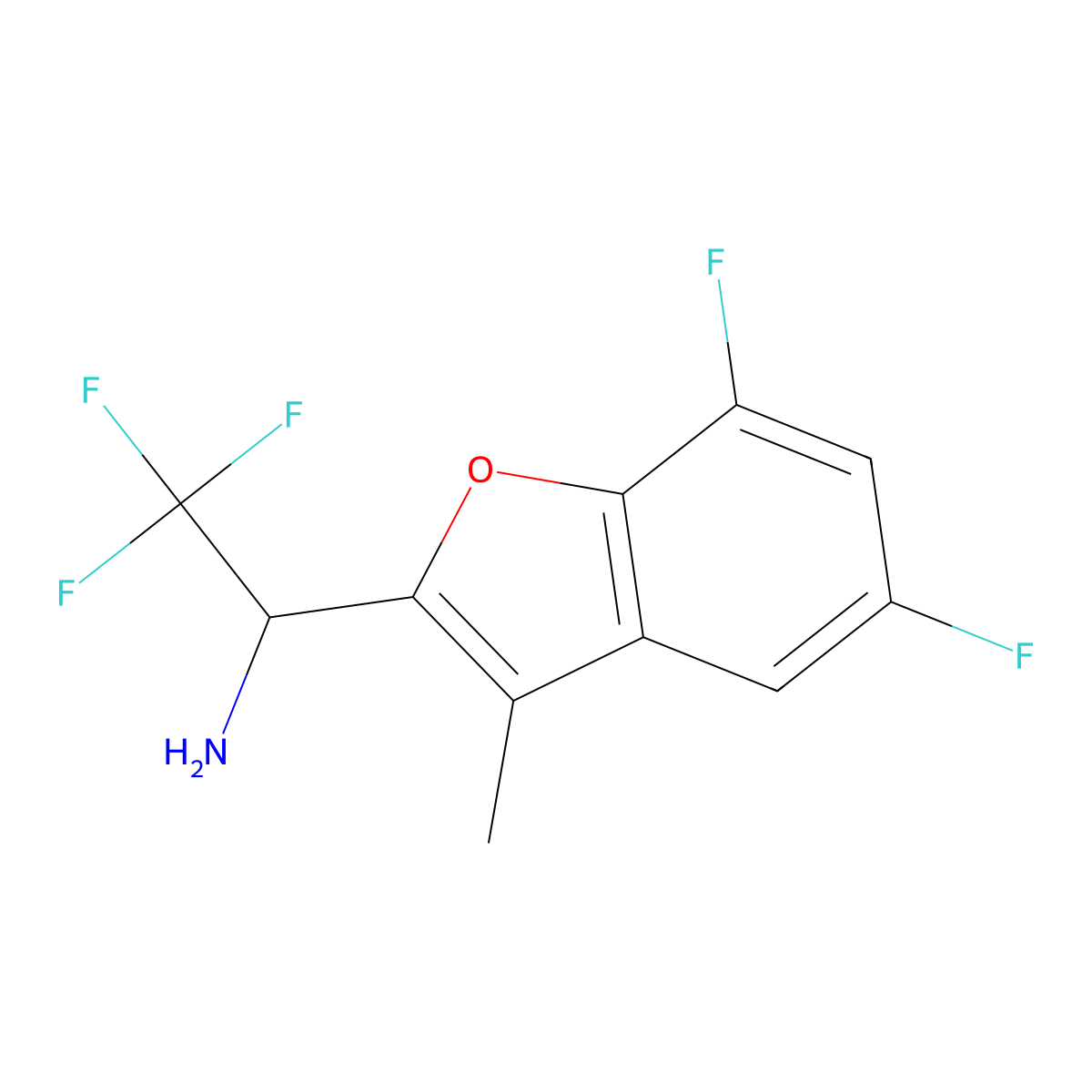 1-(5,7-Difluoro-3-methylbenzofuran-2-yl)-2,2,2-trifluoroethan-1-amine molecular structure, CAS 2883543-53-9