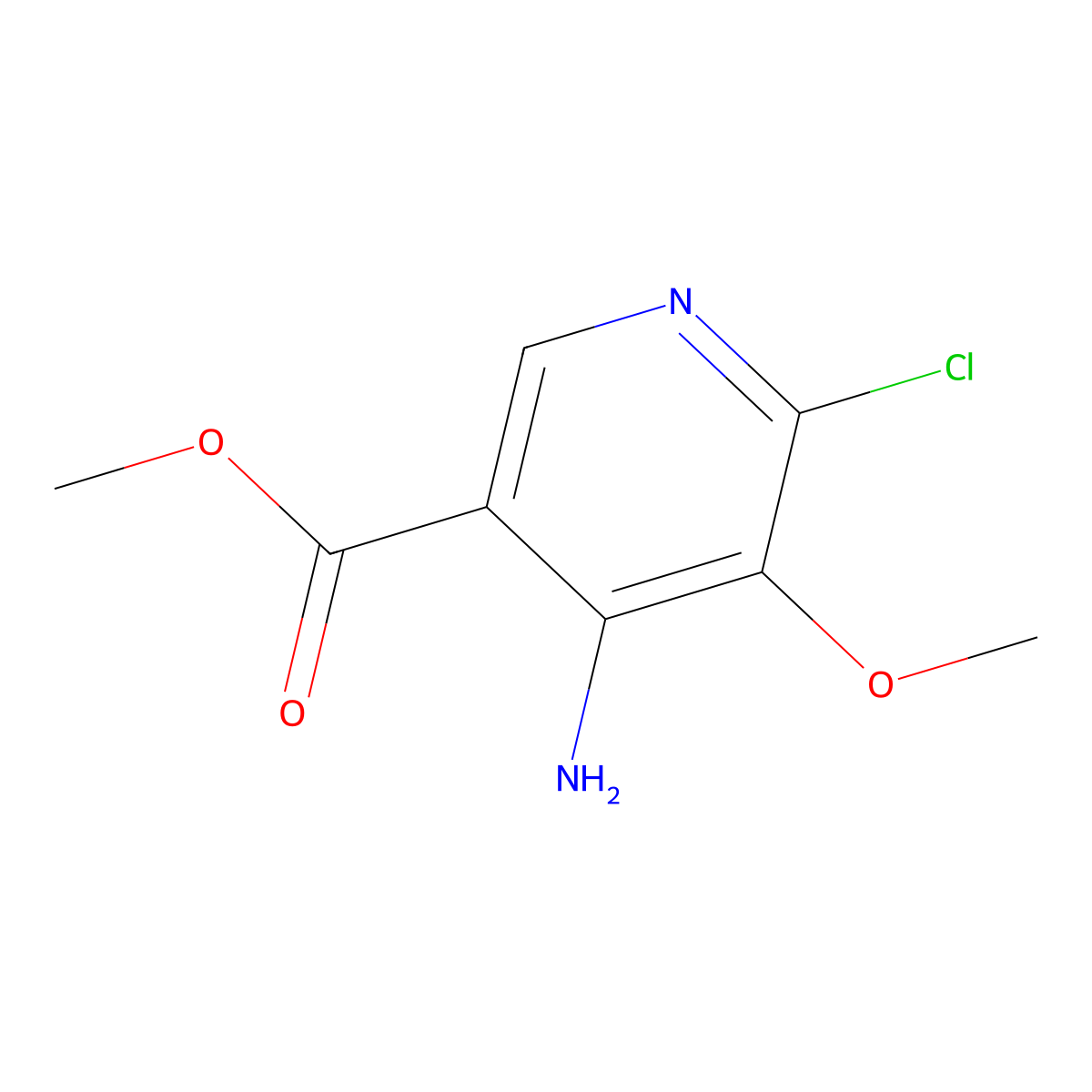 Methyl 4-amino-6-chloro-5-methoxy-pyridine-3-carboxylate molecular structure, CAS 2883581-33-5
