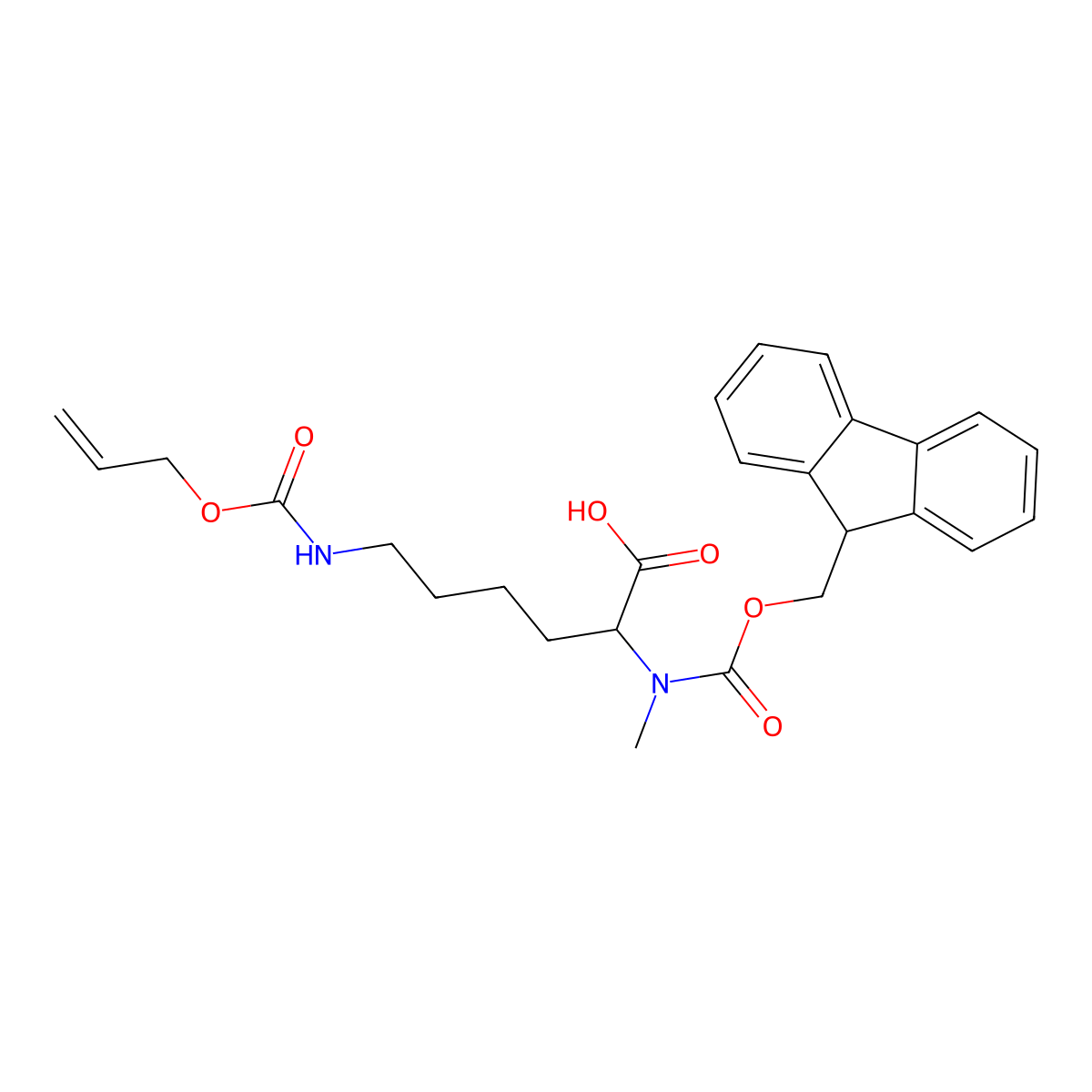 N2-(((9H-Fluoren-9-yl)methoxy)carbonyl)-N6-((allyloxy)carbonyl)-N2-methyl-L-lysine molecular structure, CAS 2883650-95-9