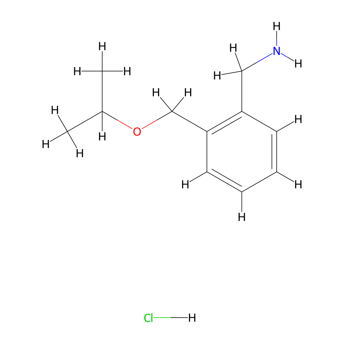 {2-[(Propan-2-yloxy)methyl]phenyl}methanamine hydrochloride molecular structure, CAS 28837-95-8
