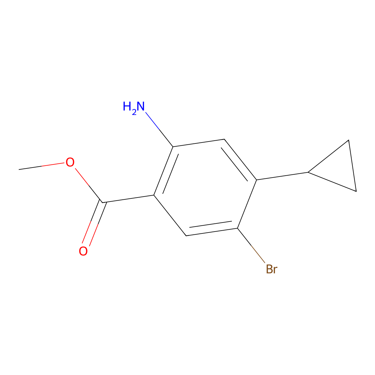 Methyl 2-amino-5-bromo-4-cyclopropylbenzoate molecular structure, CAS 2883760-83-4