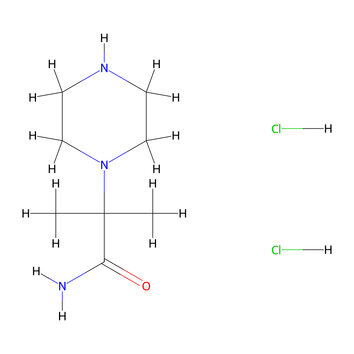 2-Methyl-2-(piperazin-1-yl)propanamide dihydrochloride molecular structure, CAS 288379-50-0