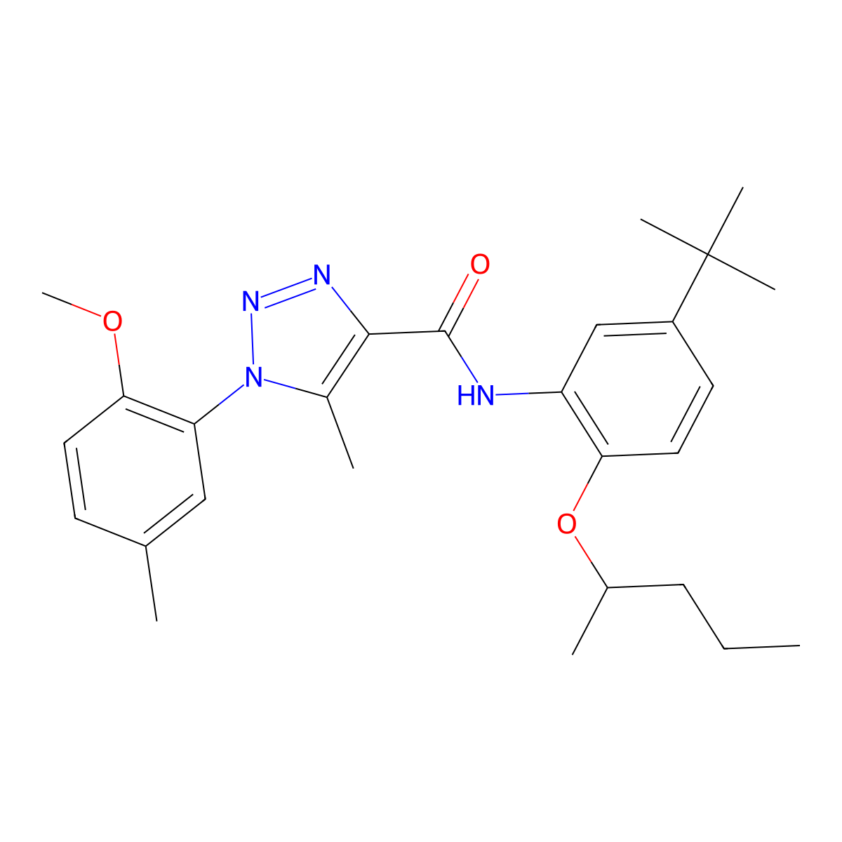 (1P)-N-(5-tert-butyl-2-{[(2S)-pentan-2-yl]oxy}phenyl)-1-(2-methoxy-5-methylphenyl)-5-methyl-1H-1,2,3-triazole-4-carboxamide molecular structure, CAS 2883814-84-2