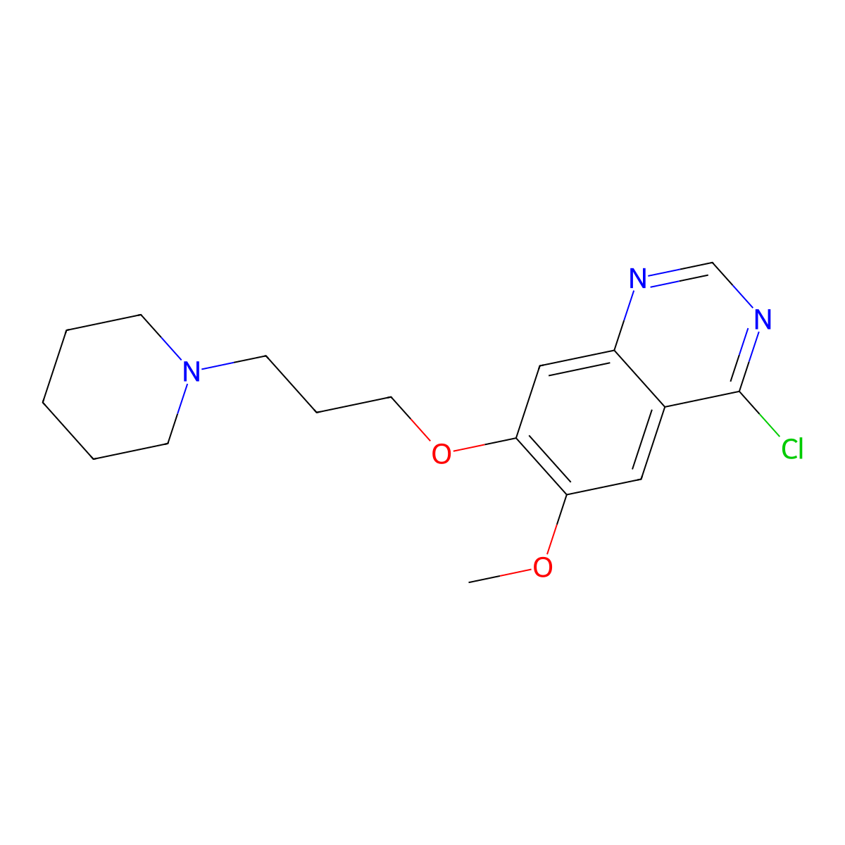 4-Chloro-6-methoxy-7-(3-(piperidin-1-YL)propoxy)quinazoline molecular structure, CAS 288383-71-1