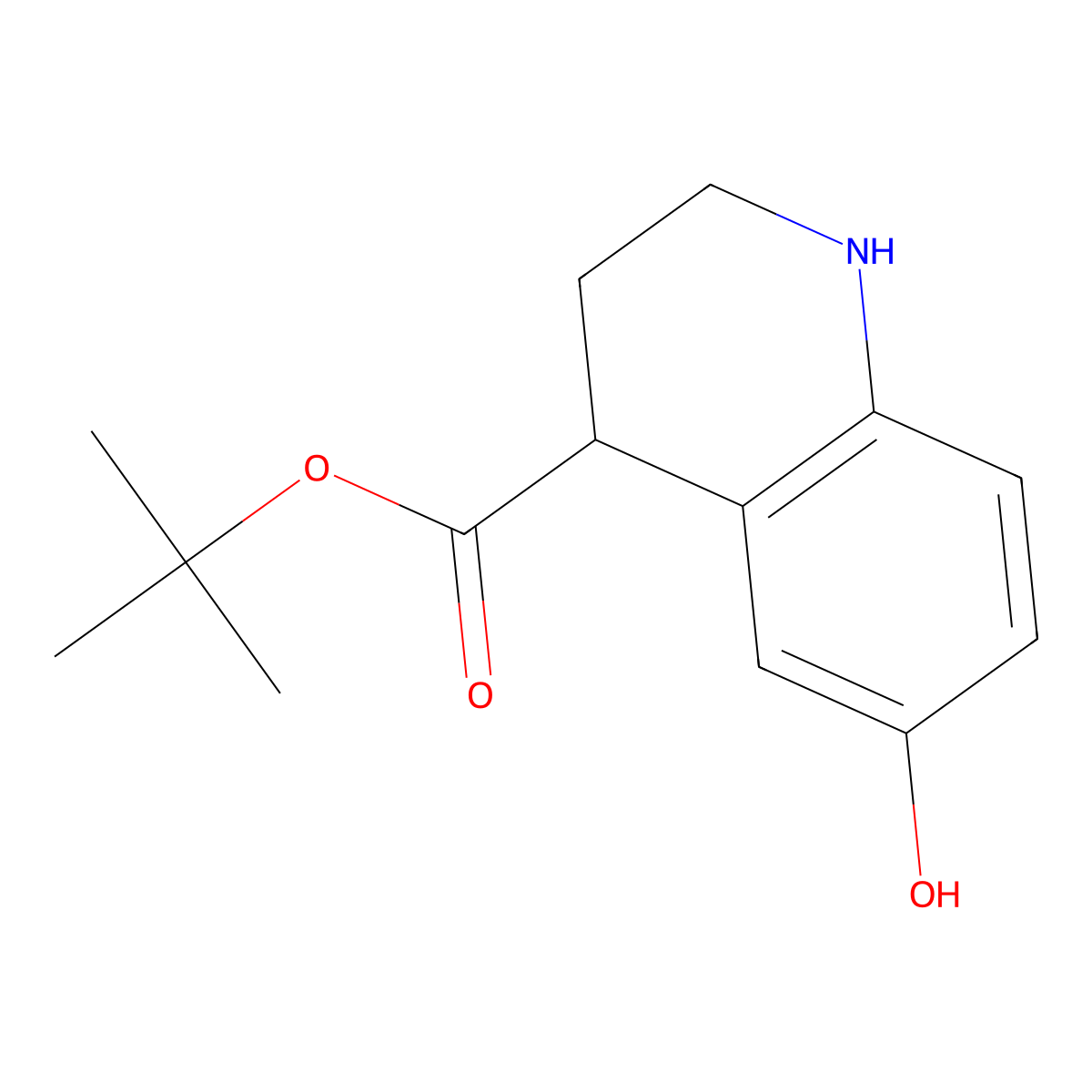 Tert-butyl 6-hydroxy-1,2,3,4-tetrahydroquinoline-4-carboxylate molecular structure, CAS 288385-13-7