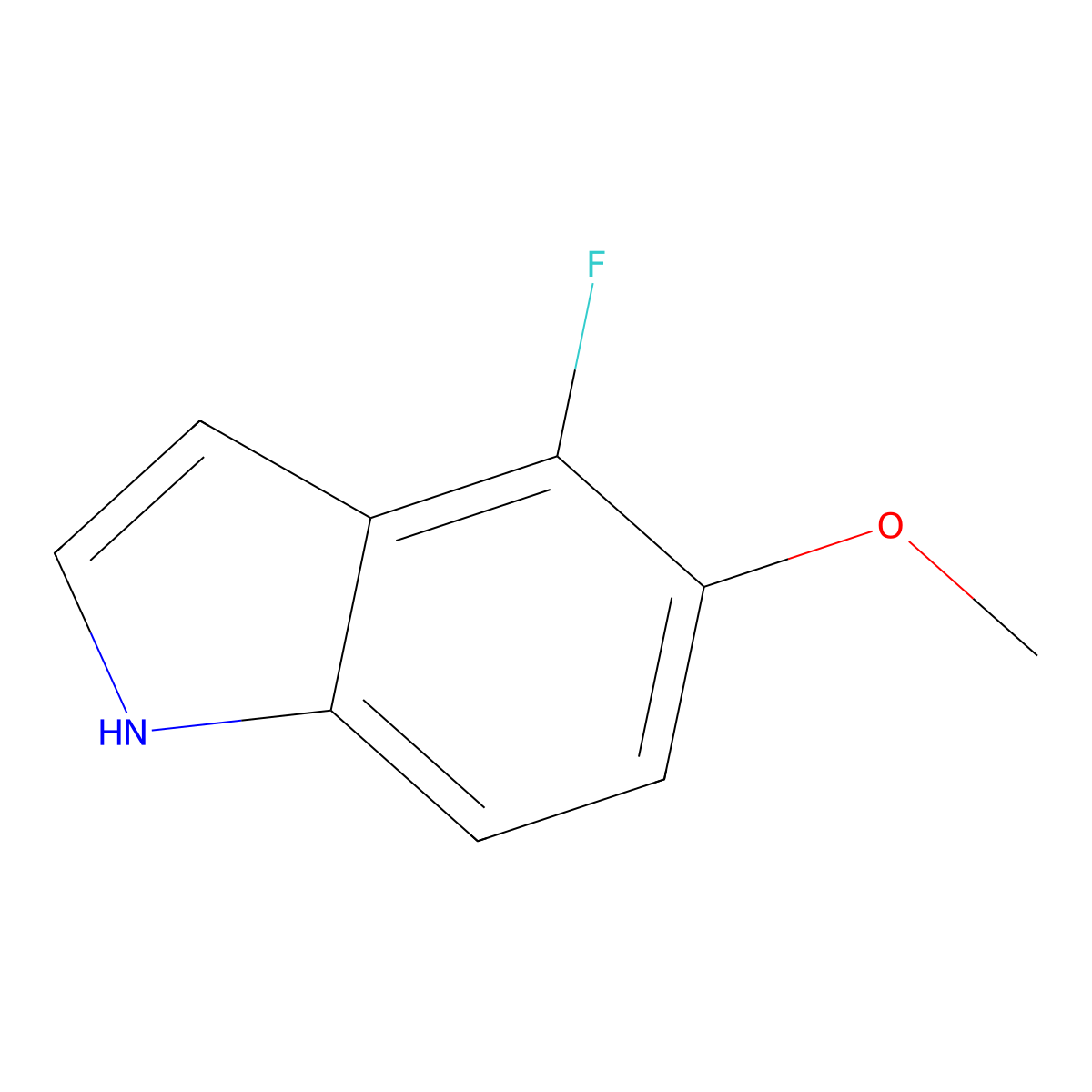 4-Fluoro-5-methoxy-1H-indole molecular structure, CAS 288385-89-7