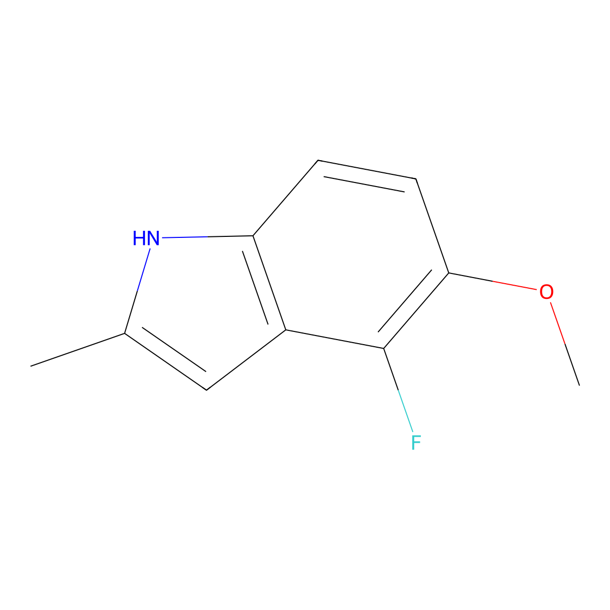 4-Fluoro-5-methoxy-2-methyl-1H-indole molecular structure, CAS 288385-93-3