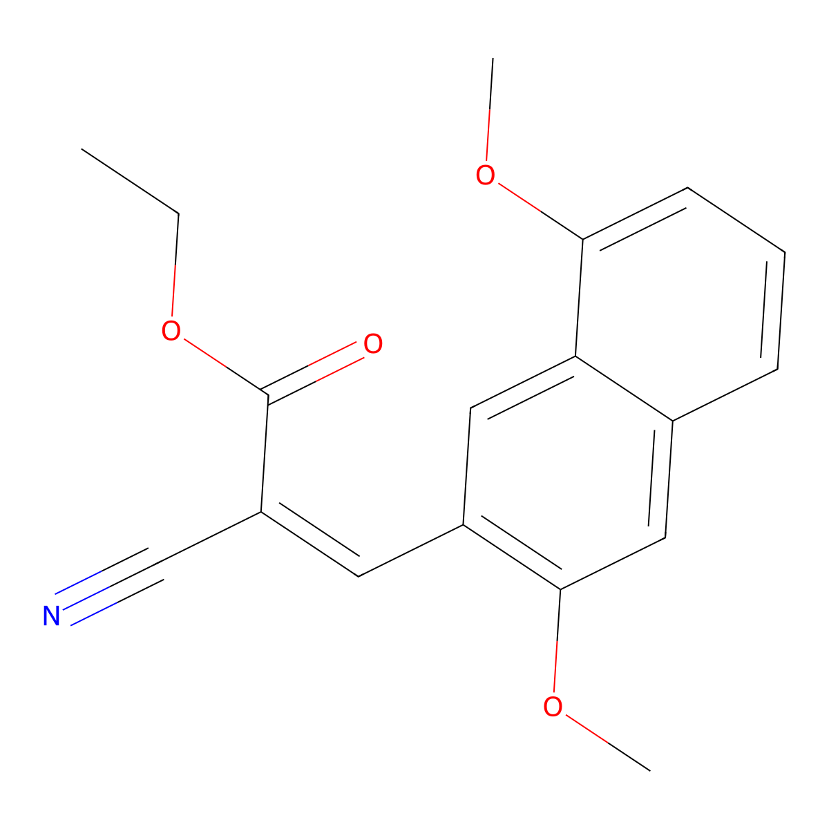(E)-ethyl 2-cyano-3-(3,8-dimethoxynaphthalen-2-yl)acrylate molecular structure, CAS 288389-23-1