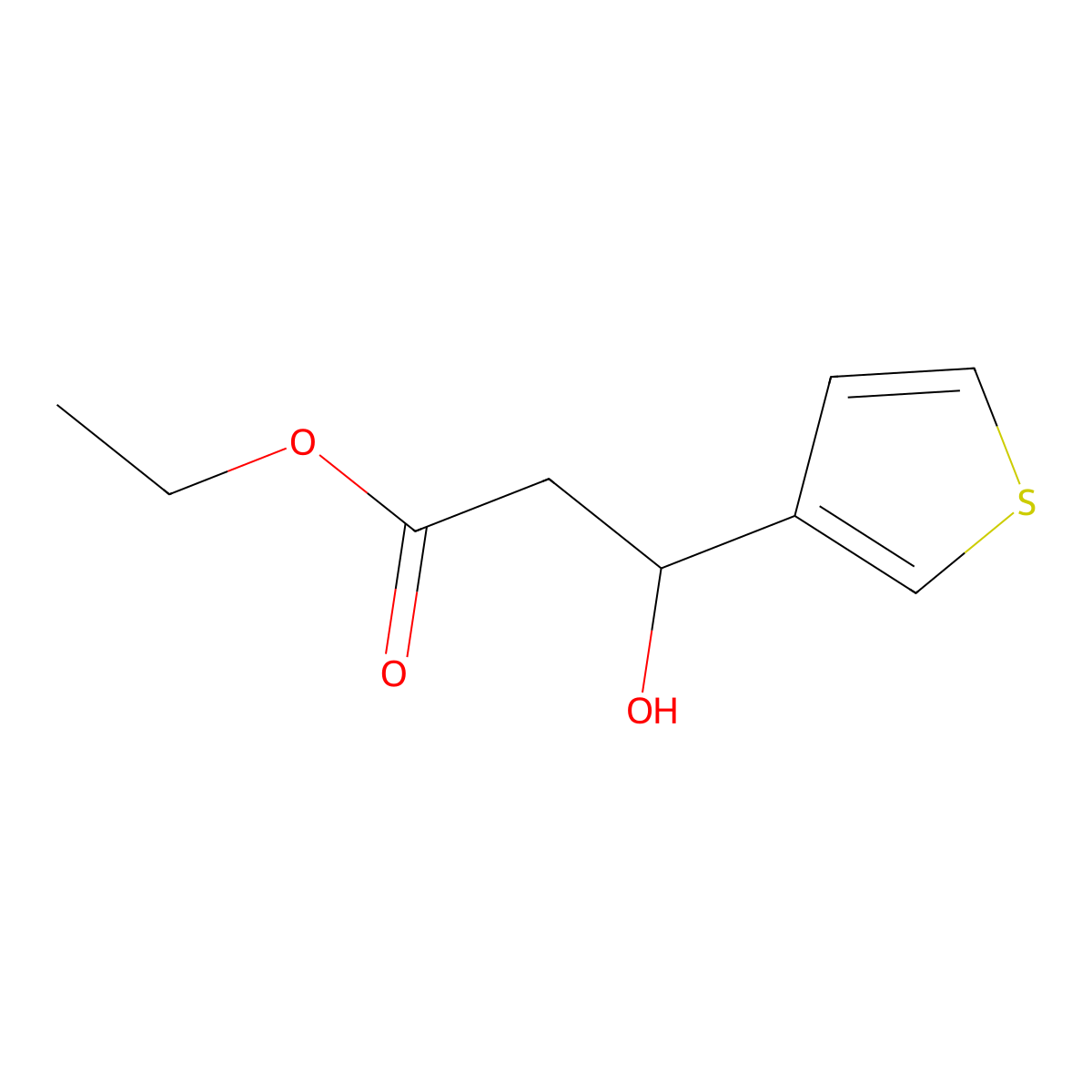Ethyl 3-hydroxy-3-(3-thienyl)propanoate molecular structure, CAS 288399-15-5