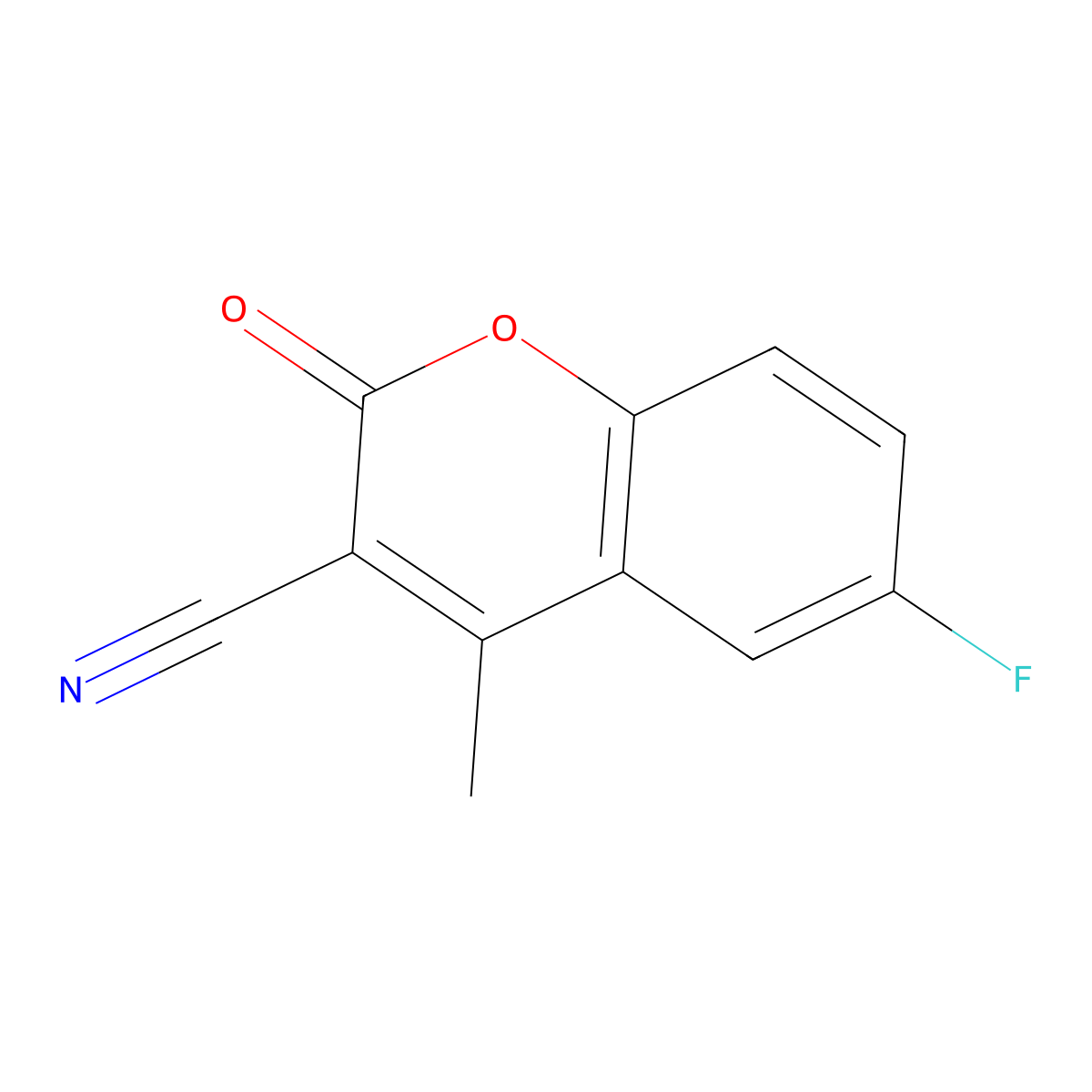 3-Cyano-6-fluoro-4-methylcoumarin molecular structure, CAS 288399-90-6