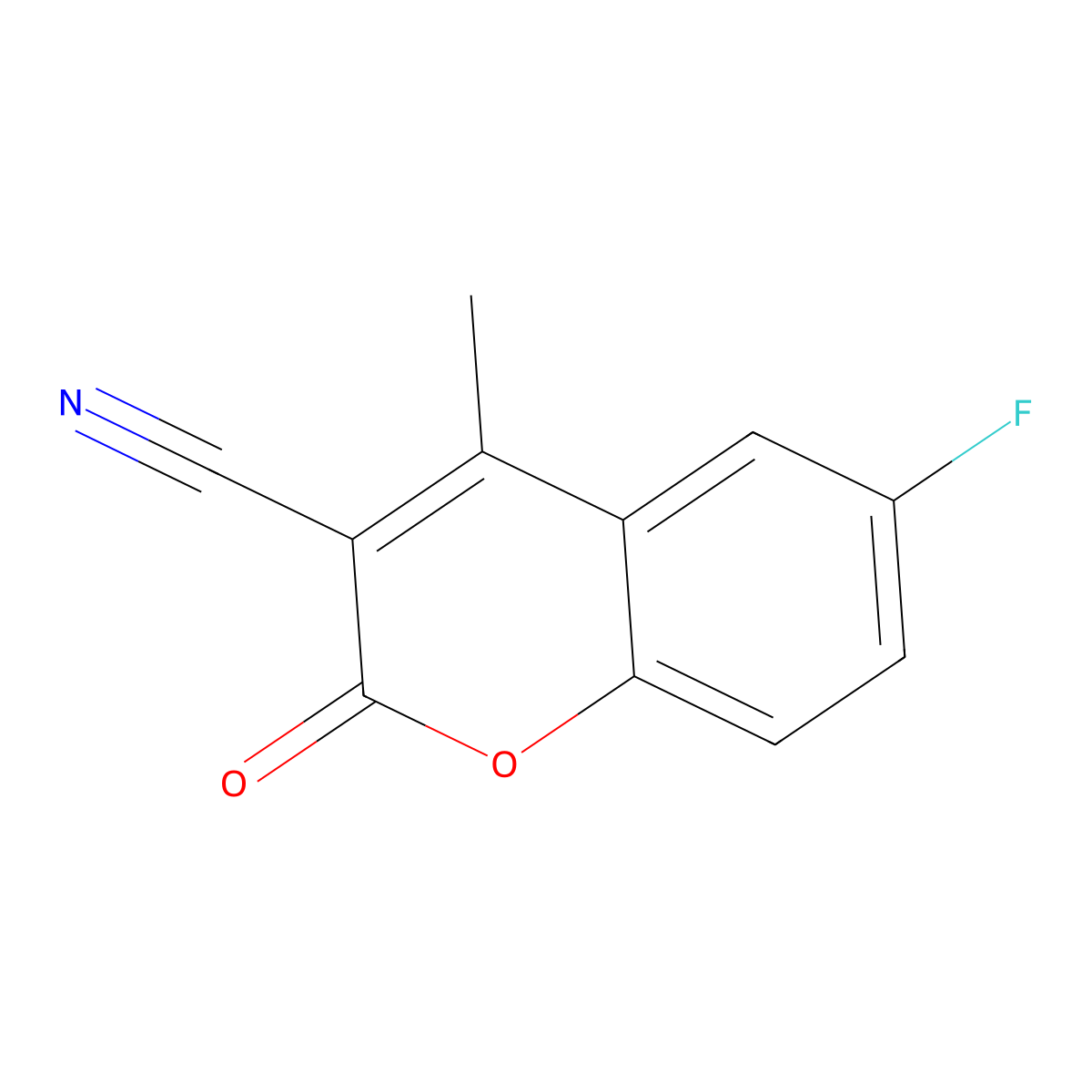3-Cyano-6-fluoro-4-methylcoumarin molecular structure, CAS 288399-90-6