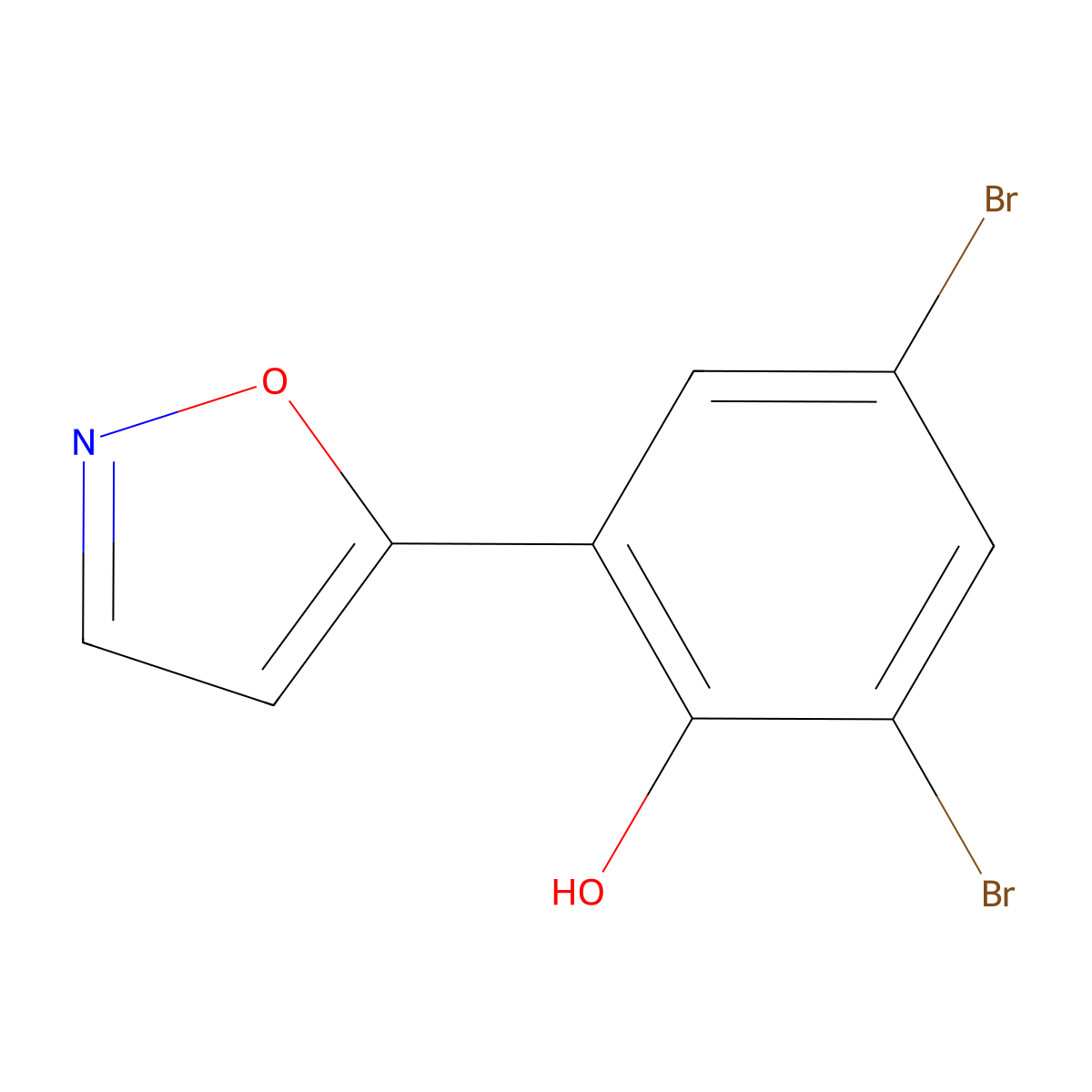 2,4-Dibromo-6-(1,2-oxazol-5-yl)phenol molecular structure, CAS 288401-34-3