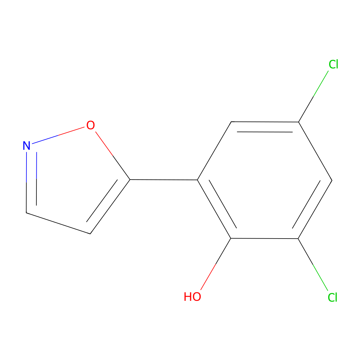 2,4-Dichloro-6-(5-isoxazolyl)phenol molecular structure, CAS 288401-44-5