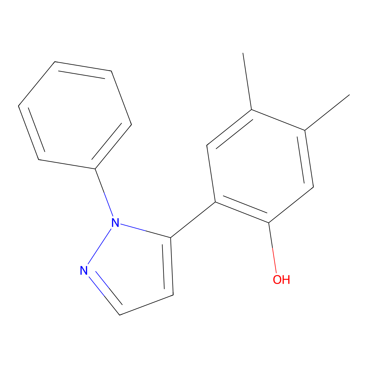 5-(4,5-Dimethyl-2-hydroxyphenyl)-1-phenylpyrazole molecular structure, CAS 288401-53-6