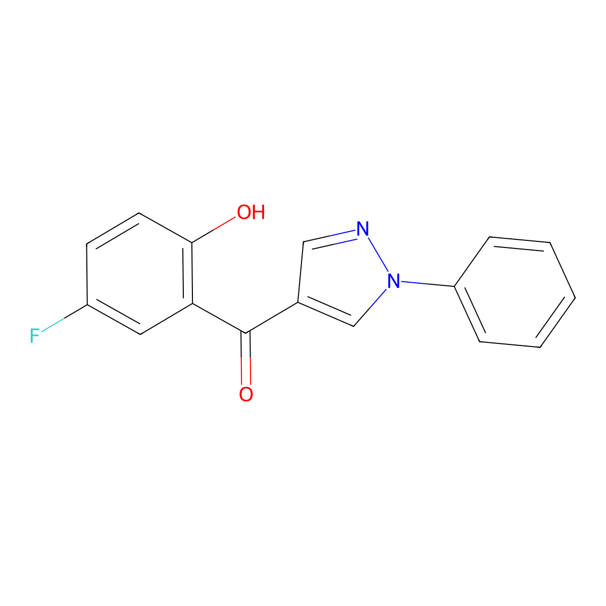 (5-Fluoro-2-hydroxyphenyl)(1-phenyl-1H-pyrazol-4-yl)methanone molecular structure, CAS 288401-60-5