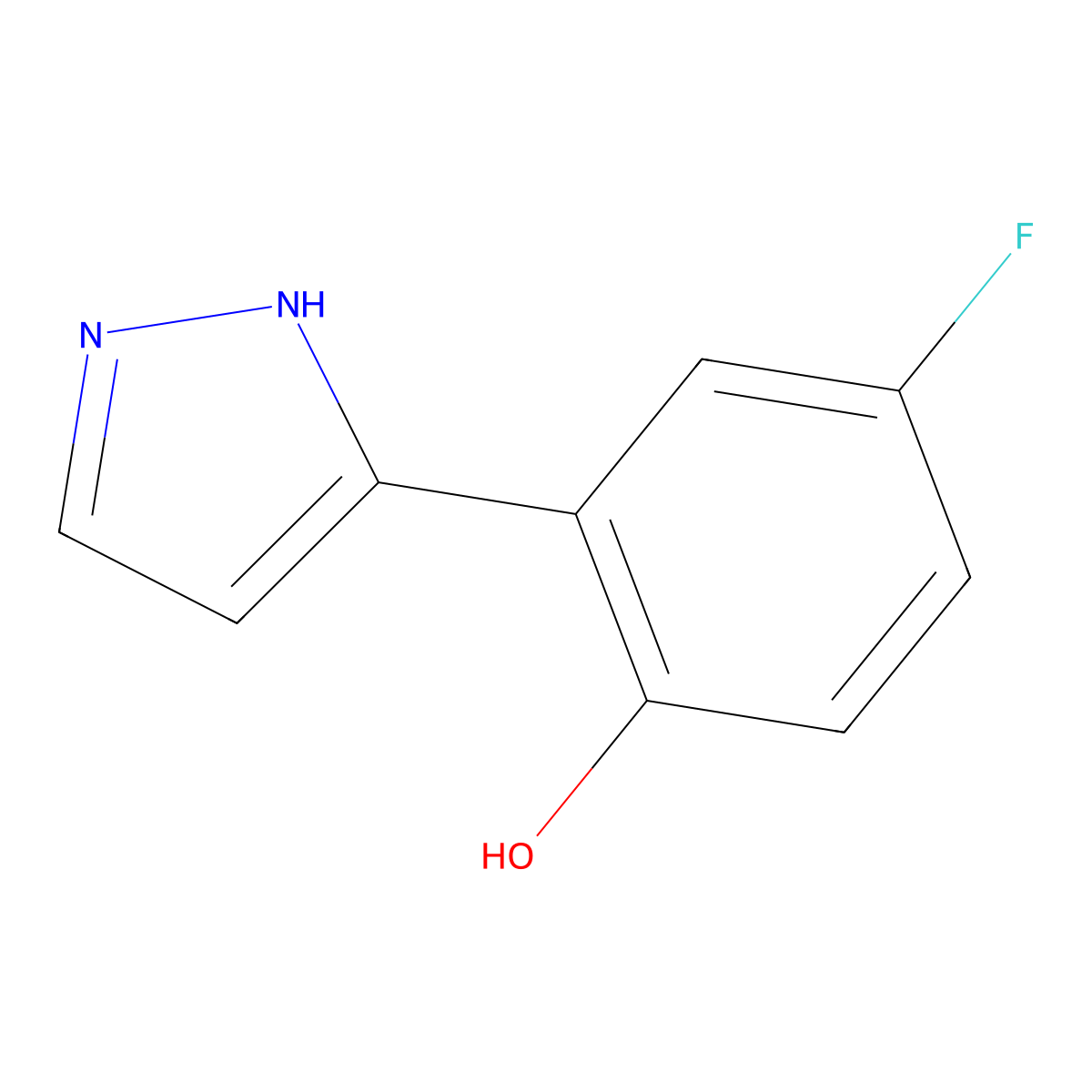 4-Fluoro-2-(1H-pyrazol-3-yl)phenol molecular structure, CAS 288401-64-9