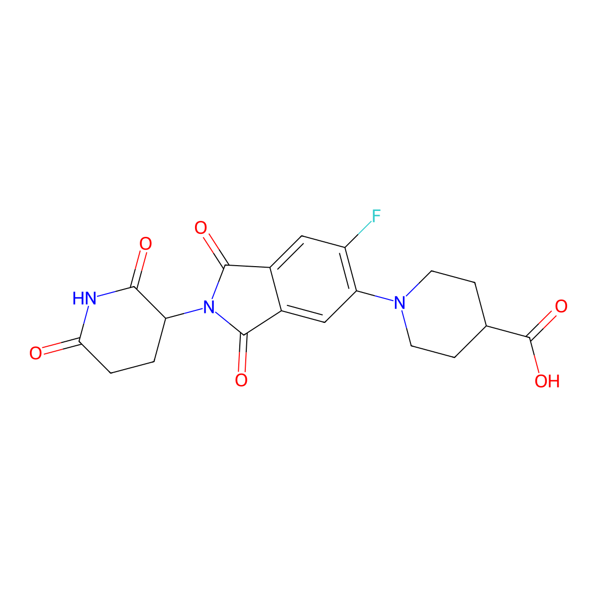 1-(2-(2,6-Dioxopiperidin-3-yl)-6-fluoro-1,3-dioxoisoindolin-5-yl)piperidine-4-carboxylic acid molecular structure, CAS 2884557-96-2