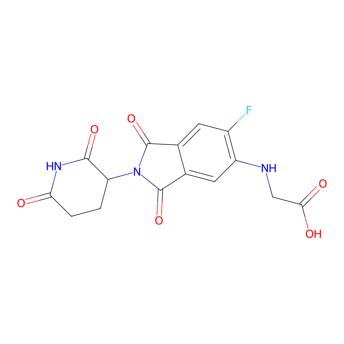 (2-(2,6-Dioxopiperidin-3-YL)-6-fluoro-1,3-dioxoisoindolin-5-YL)glycine molecular structure, CAS 2884557-98-4