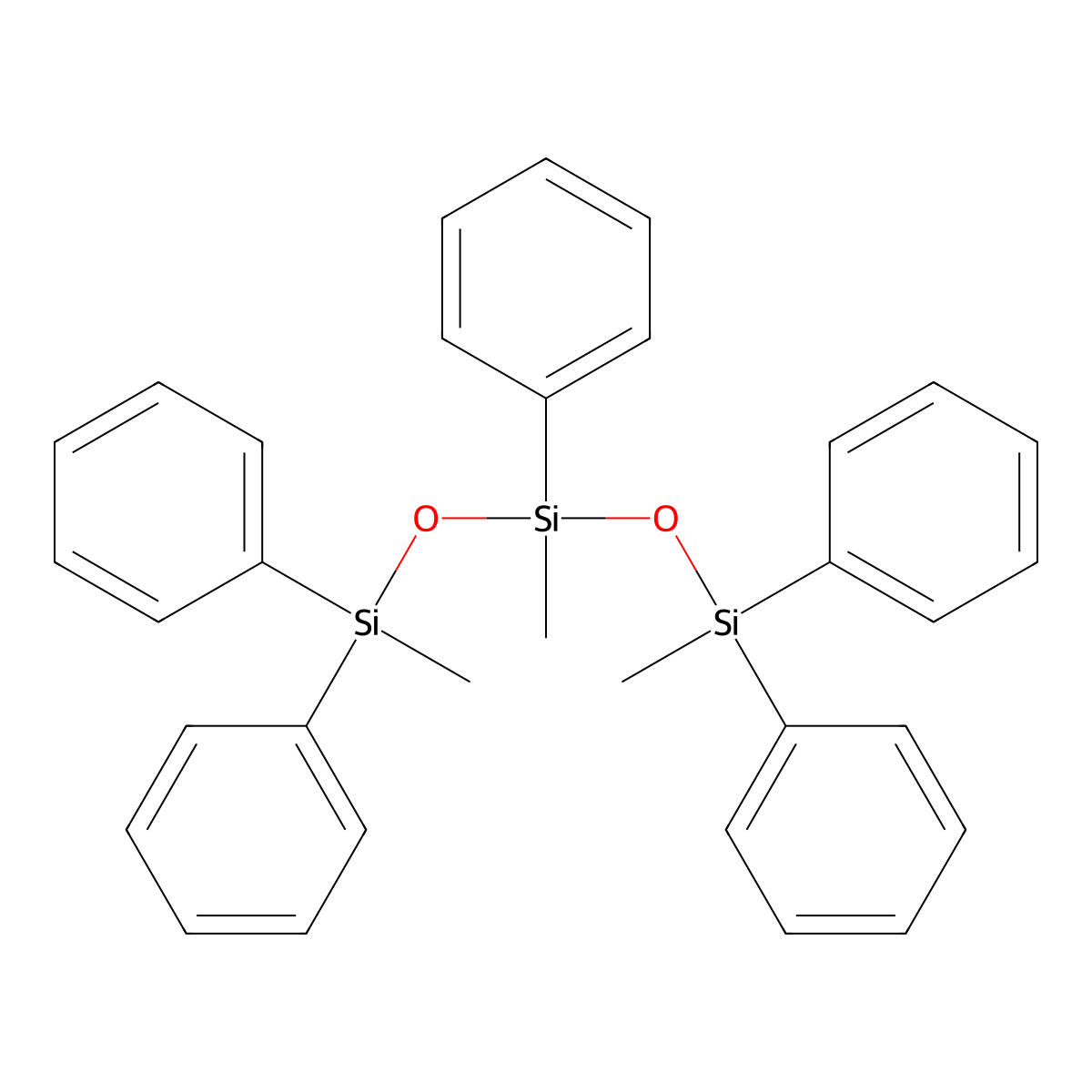 Trimethyl pentaphenyl trisiloxane molecular structure, CAS 28855-11-0