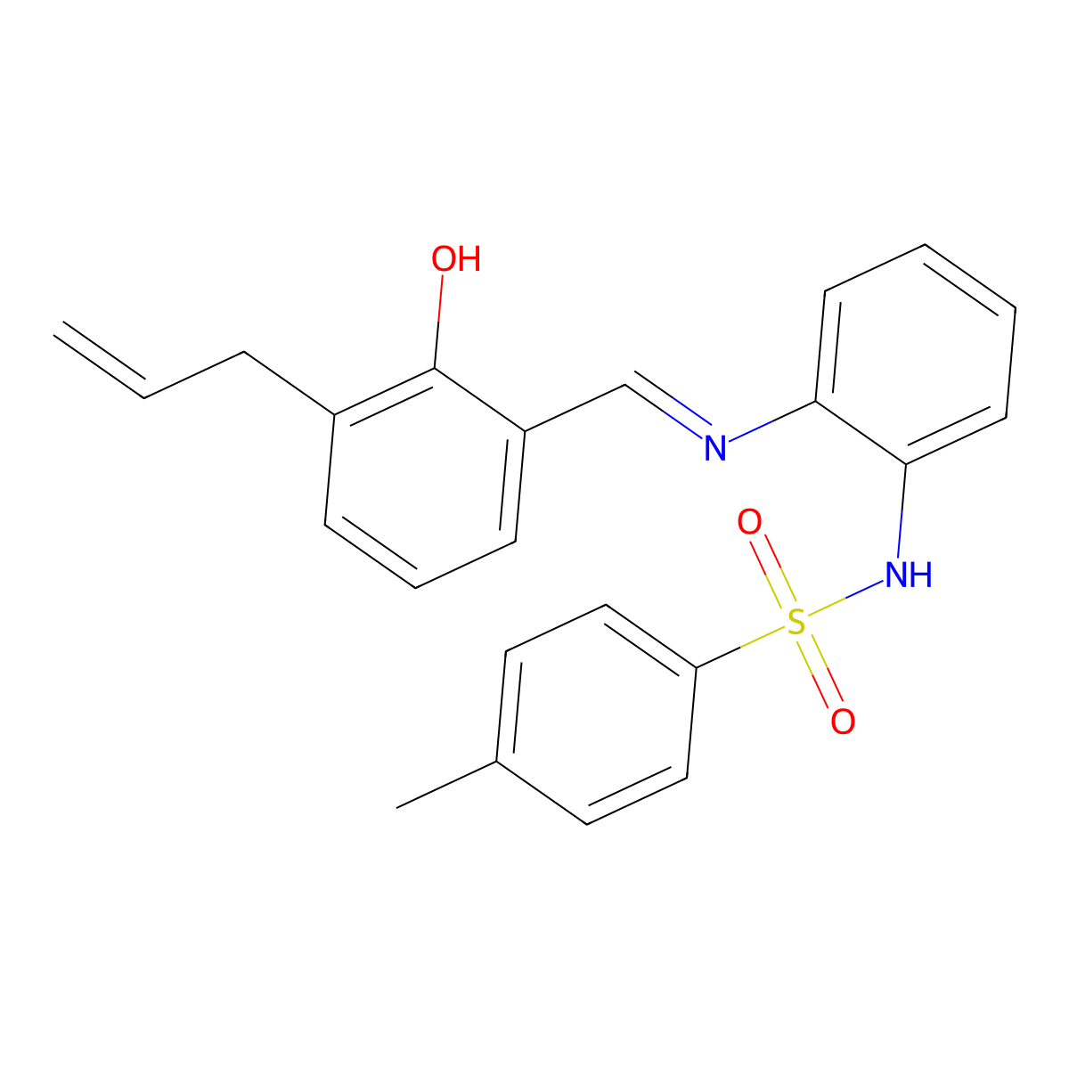 N-(2-(3-allyl-2-hydroxybenzylideneamino)phenyl)-4-methylbenzenesulfonamide molecular structure, CAS 28857-01-4
