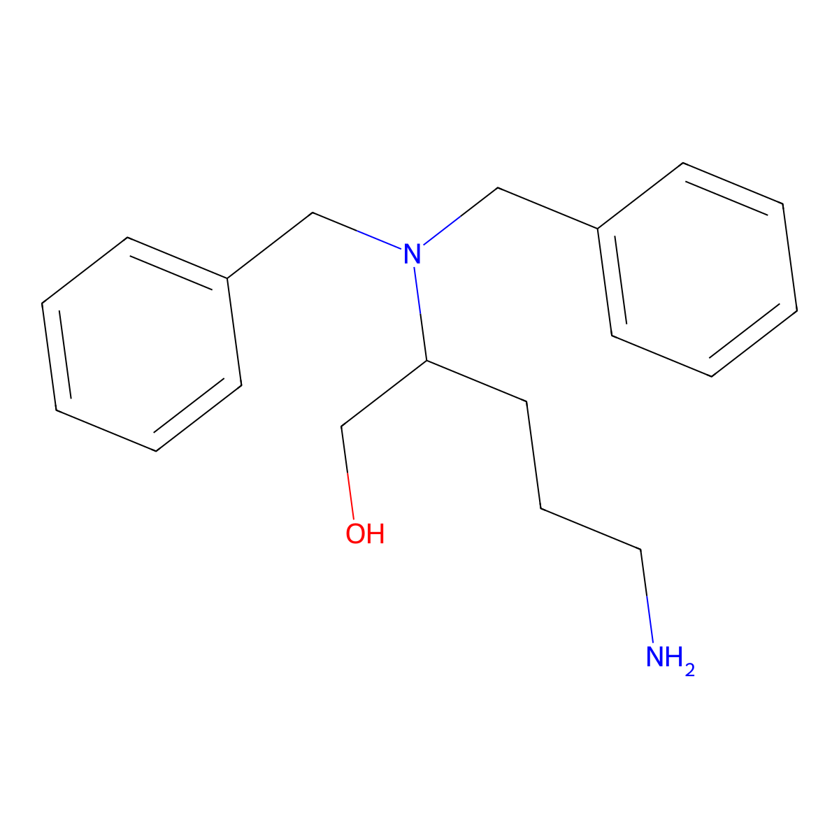 (S)-5-Amino-2-(dibenzylamino)pentan-1-ol molecular structure, CAS 288588-10-3