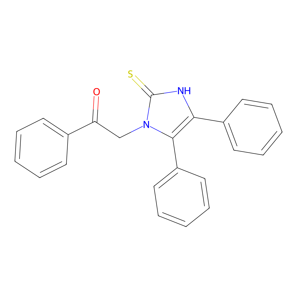 2-(4,5-diphenyl-2-sulfanylidene-1H-imidazol-3-yl)-1-phenylethanone molecular structure, CAS 28859-53-2