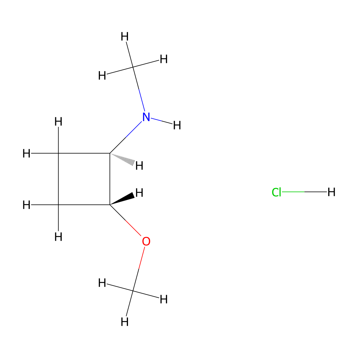trans-2-Methoxy-N-methylcyclobutan-1-amine hcl molecular structure, CAS 2885995-21-9